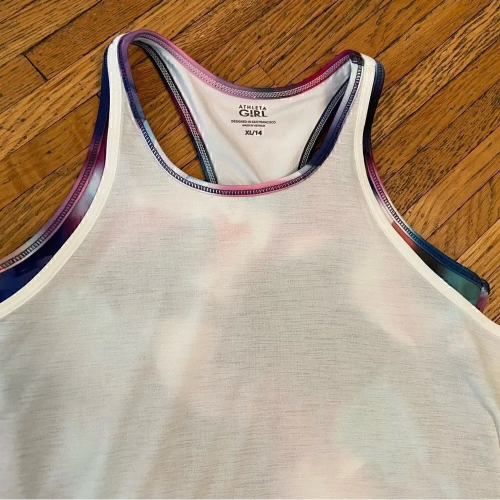 Athleta Girl white double athletic tank top